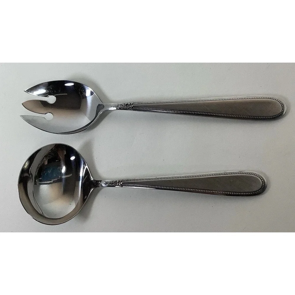 Stanley Roberts‎ Rogers Co. Beaded Excellence Korea Stainless Salad Fork & Spoon